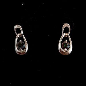 Blue Fire Stone Crystal Earring in Silver